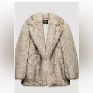 Zara Women's Teddy Jacket in Cream